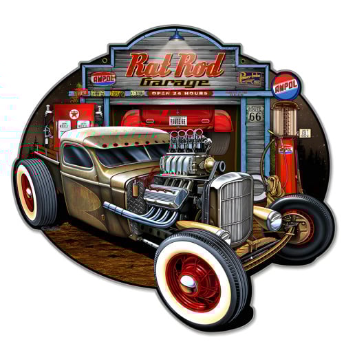 Rat Rod Garage Metal Sign - 24" x 24"