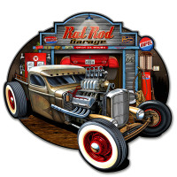 Rat Rod Garage Metal Sign - 18" x 18"