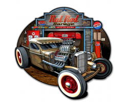 Rat Rod Garage Metal Sign - 18" x 18"