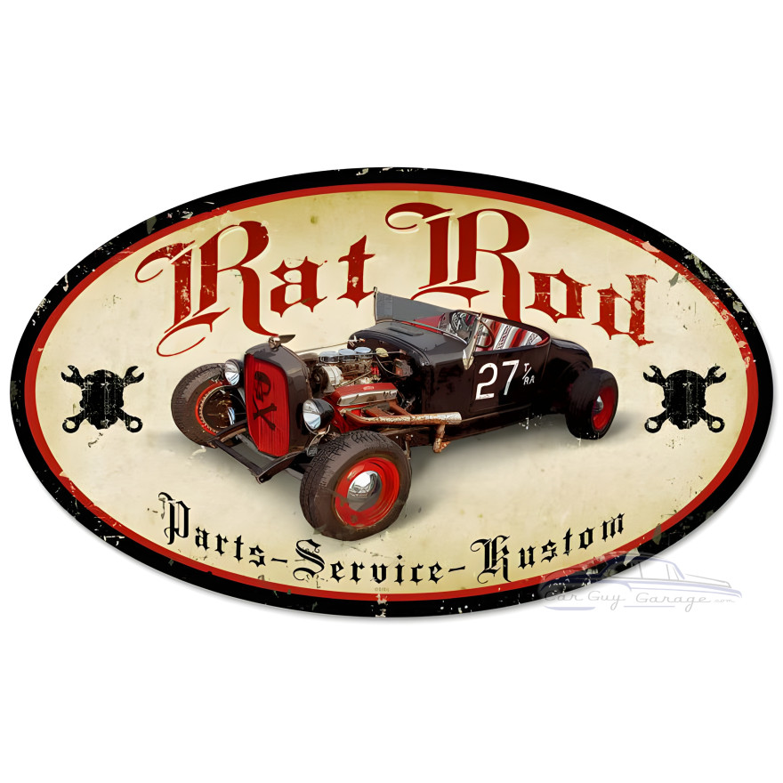 Rat Rod Metal Sign - 24" x 14"