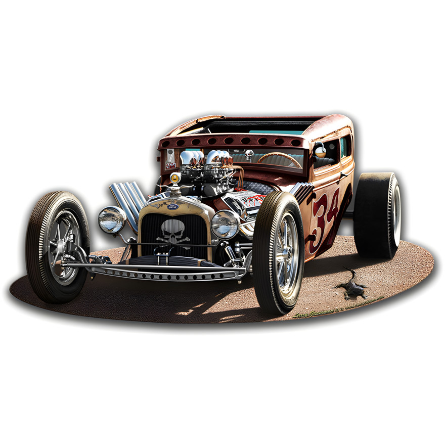 1930 Rat Rod Metal Sign - 17" x 8"