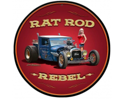 Rat Rod Rebel Metal Sign - 14" Round