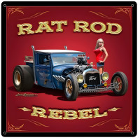 Rat Rod Rebel Metal Sign - 18" x 18"