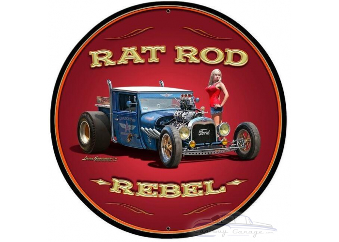 Rat Rod Rebel Metal Sign - 28" Round