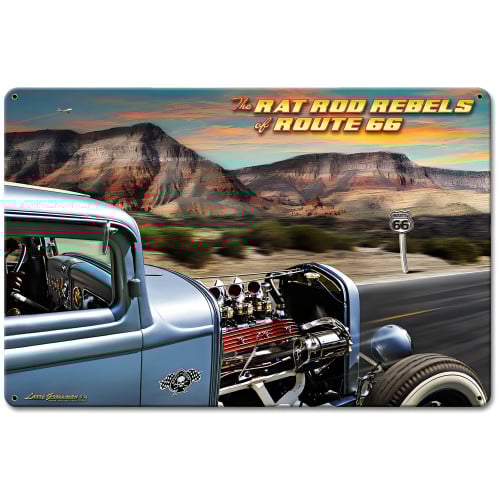Rat Rod Rebels Metal Sign - 18" x 12"