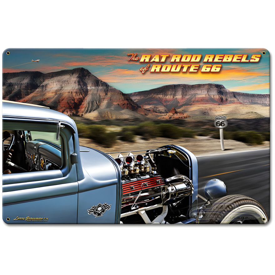 Rat Rod Rebels Metal Sign - 18" x 12"