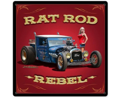 Rat Rod Rebel Metal Sign - 12" x 12"