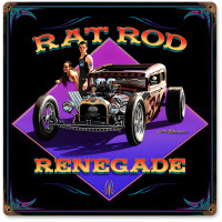 Rat Rod Renegade Metal Sign - 12" x 12"