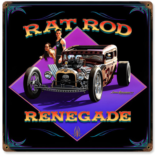 Rat Rod Renegade Metal Sign - 12" x 12"