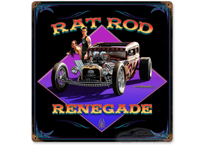 Rat Rod Renegade Metal Sign - 12" x 12"
