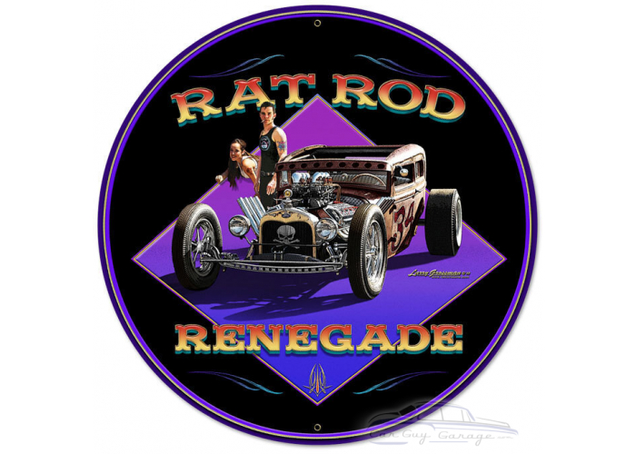 Rat Rod Renegade Metal Sign - 28" Round