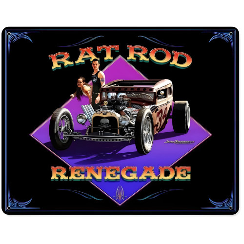 Rat Rod Renegade Metal Sign - 15" x 12"