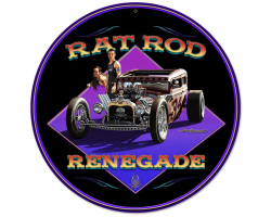 Rat Rod Renegade Metal Sign - 14" Round