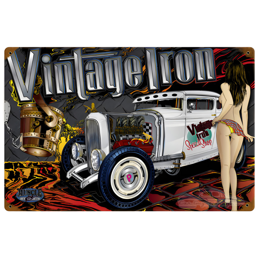 Rat Rod Iron Metal Sign - 18" x 12"