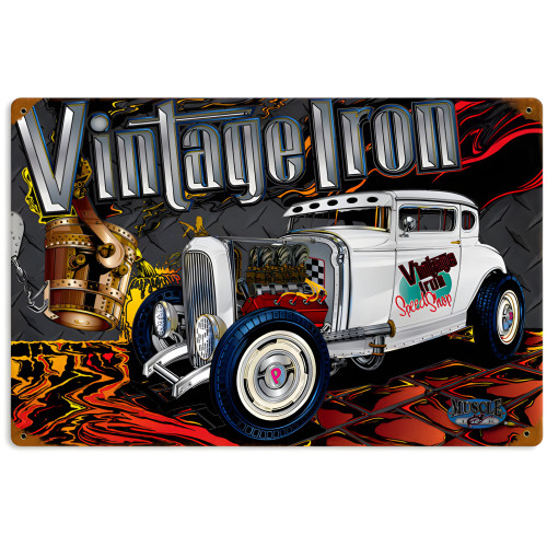 Rat Rod Iron Metal Sign - 12" x 18"