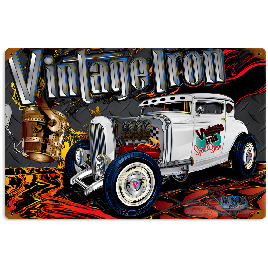 Rat Rod Iron Metal Sign - 12" x 18"