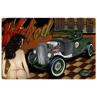 Rat Rod Wicked Ways Metal Sign - 18" x 12"