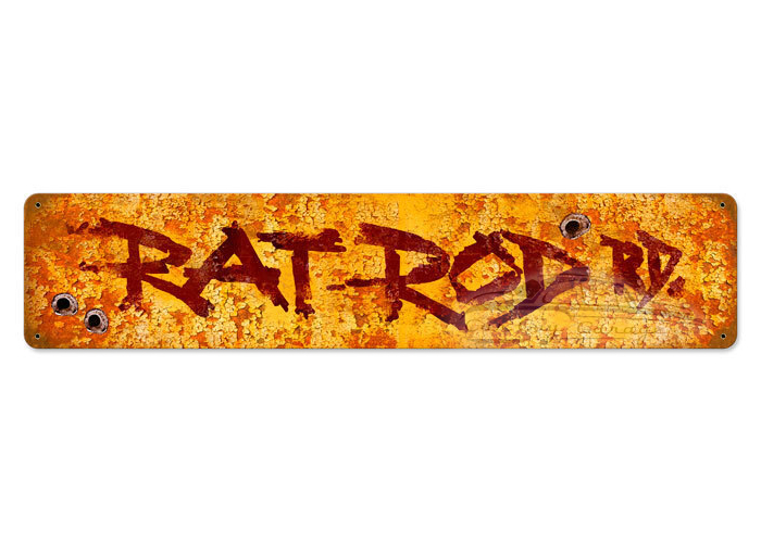 Rat Rod Metal Sign - 28" x 6"