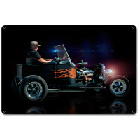 Ratty Rat Rod Metal Sign - 18" x 12"