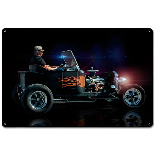 Ratty Rat Rod Metal Sign - 18" x 12"