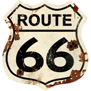 Rusty Route 66 Metal Sign - 15" x 15"