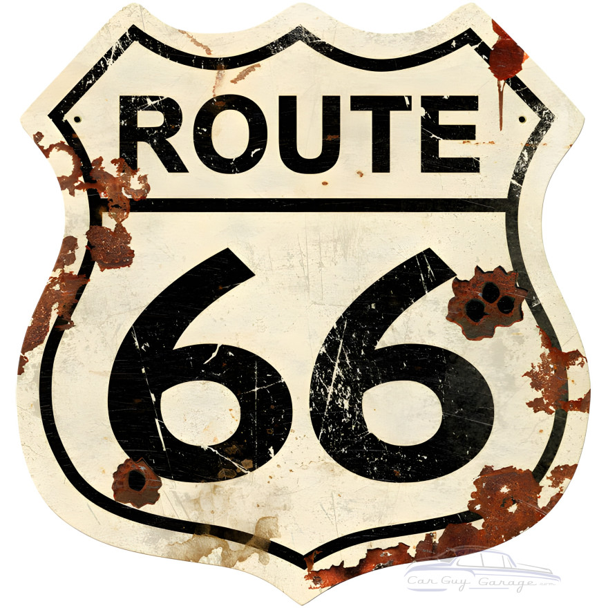 Rusty Route 66 Metal Sign - 15" x 15"