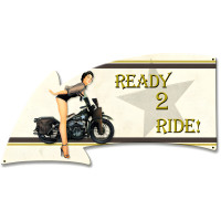 Ready 2 Ride Grunge Metal Sign - 21" x 11"