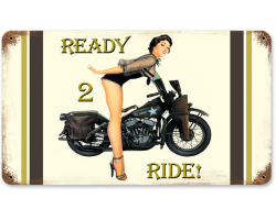 Ready 2 Ride Metal Sign - 14" x 8"