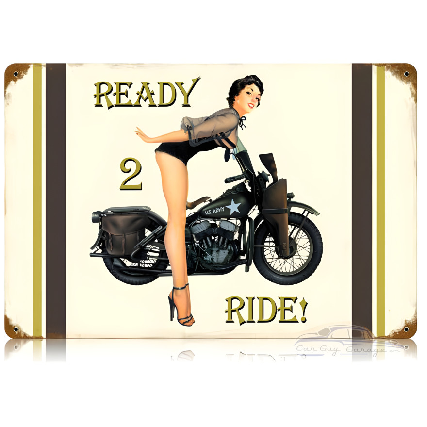 Ready to Ride Metal Sign - 18" x 12"