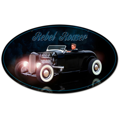 Rebel Rouser Oval Shape Metal Sign - 24" x 14"