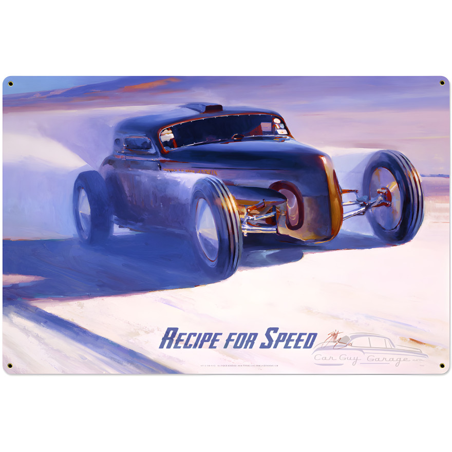 Recipe for Speed Large Metal Sign - 36" x 24"