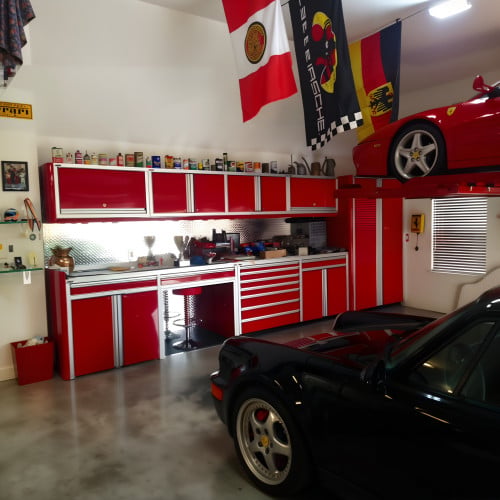 Aluminum Garage Cabinets 18 Foot Set with LED Lights