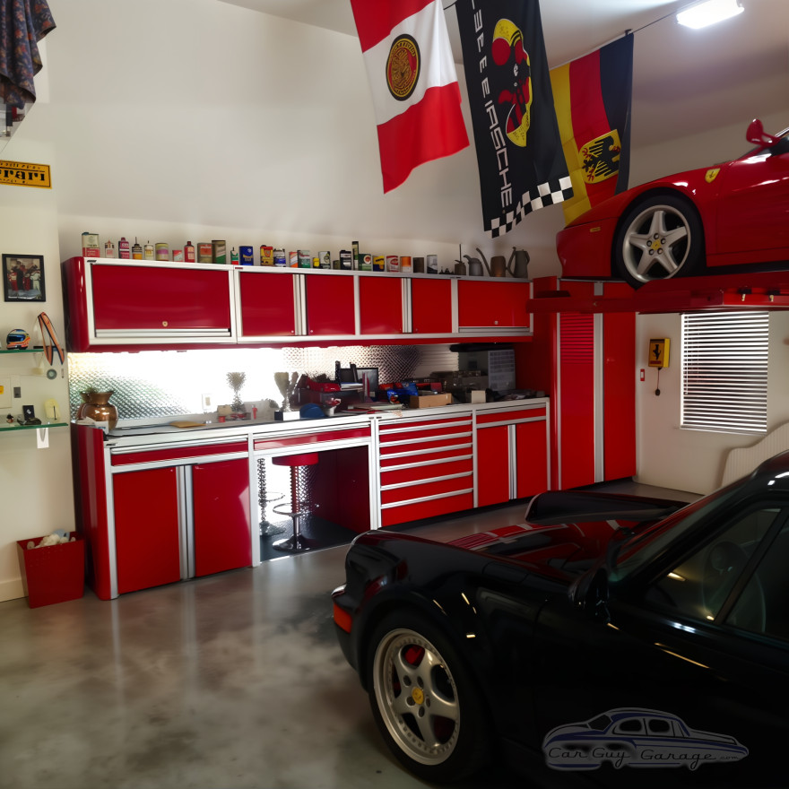 Aluminum Garage Cabinets 18 Foot Set with LED Lights