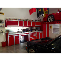 18 Foot Aluminum Garage Cabinets with LED Lights & Diamond Backsplash