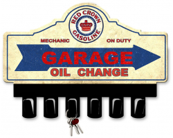 Red Crown Gasoline Key Hanger Metal Sign