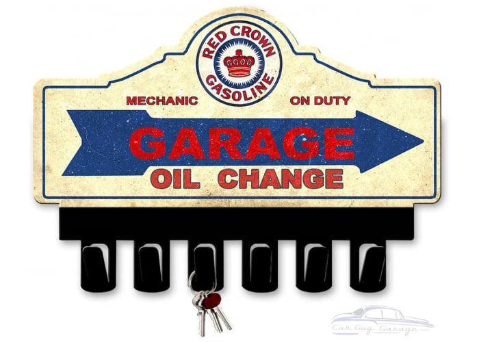 Red Crown Gasoline Key Hanger Metal Sign