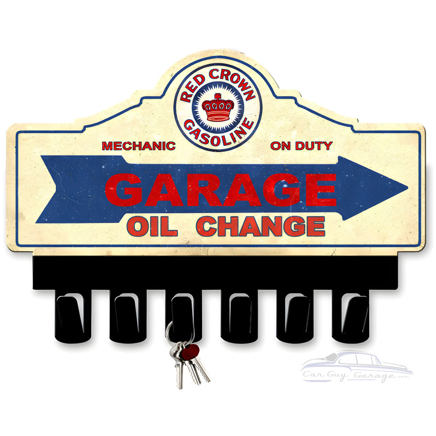 Red Crown Gasoline Key Hanger metal sign - 14" x 10"