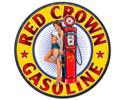 Red Crown Gasoline Metal Sign - 24" x 24"