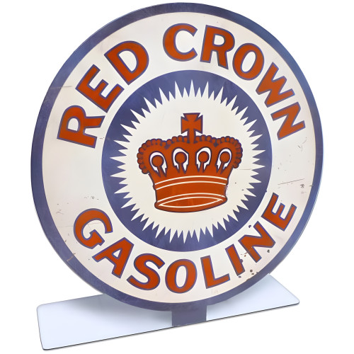 Red Crown Gasoline Topper Metal Sign - 8" x 8"