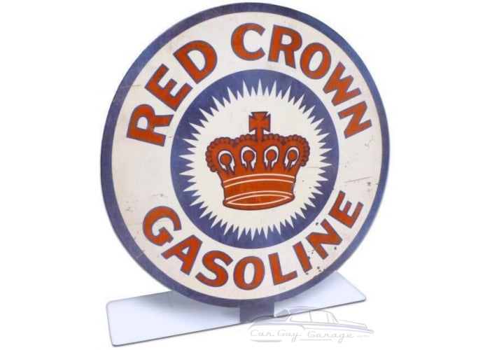 Red Crown Gasoline Topper Metal Sign - 8" x 8"