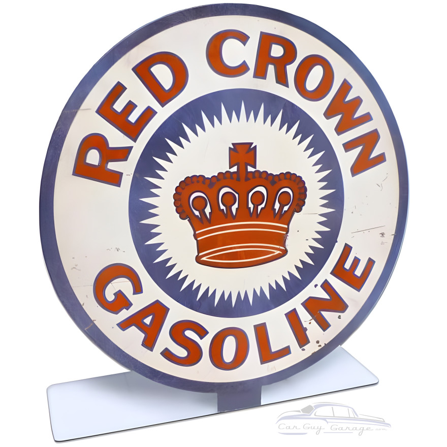 Red Crown Gasoline Topper Metal Sign - 8" x 8"