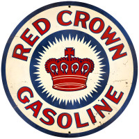 Red Crown Gasoline Metal Sign - 28" Round