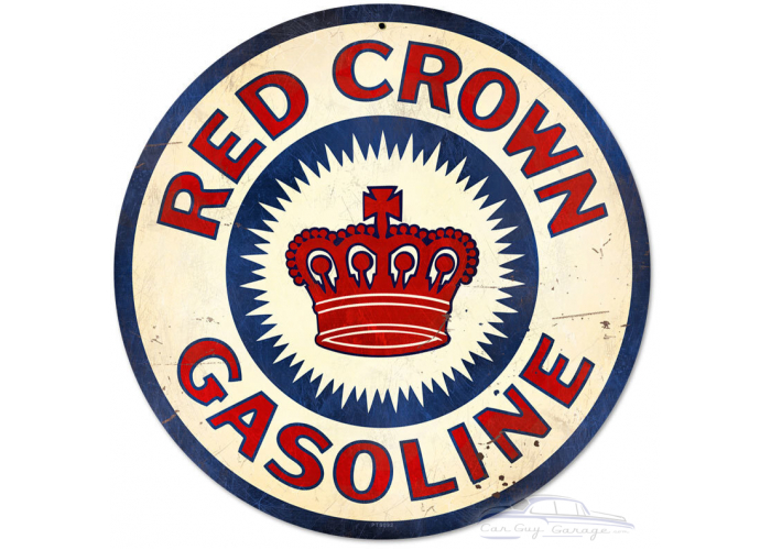 Red Crown Gasoline Metal Sign - 14" Round