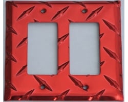 Red Diamond Plate Double GFI Wall Plate