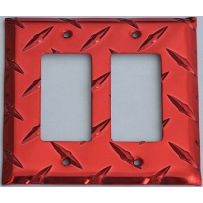 Red Diamond Plate Double GFI Wall Plate