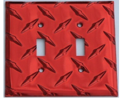 Red Diamond Plate Double Toggle Wall Plate