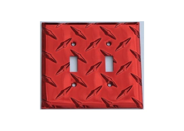 Red Diamond Plate Double Toggle Wall Plate