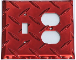 Red Diamond Plate Toggle Outlet Wall Plate