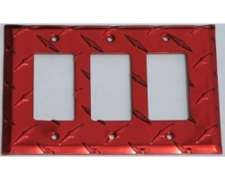 Red Diamond Plate Triple GFI Wall Plate