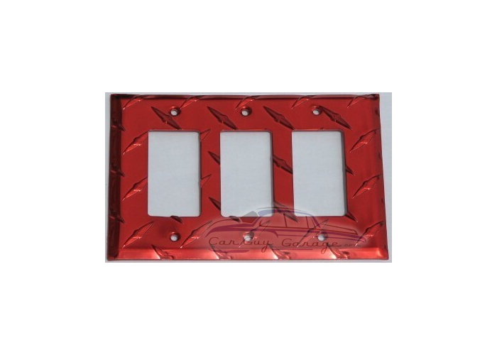 Red Diamond Plate Triple GFI Wall Plate